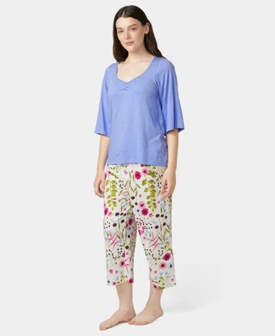 Hue Women's Shirred Bell Sleeve Pajama T-shirt In Blue