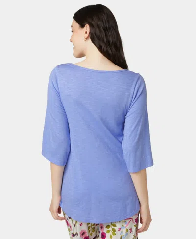 Hue Women's Shirred Bell Sleeve Pajama T-shirt In Blue