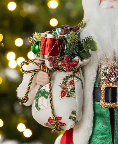 Glitzhome 18" Faux Fur Christmas Traditional Santa Figurine In Multi