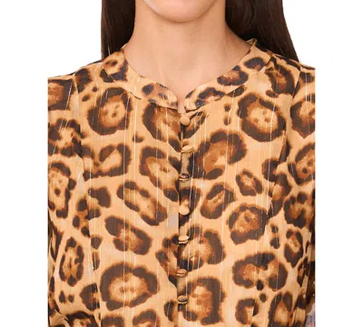 Msk Women's Satin 3/4-sleeve Shirtdress In Brown