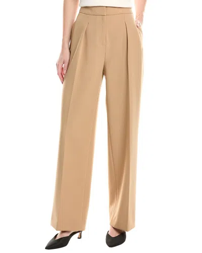 Anne Klein Pleated High-rise Wide Leg Pant In Brown