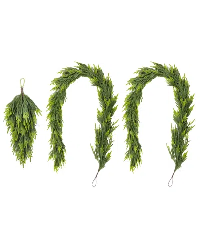 Glitzhome Christmas Greenery Dripping Teardrop And Matched Garlands, Set Of 3 In Multi