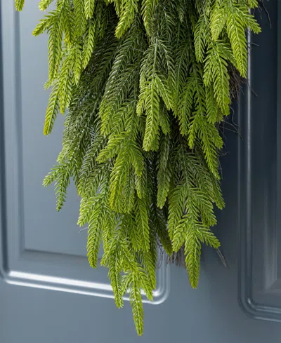 Glitzhome Christmas Greenery Dripping Teardrop And Matched Garlands, Set Of 3 In Multi