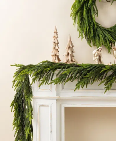 Glitzhome Christmas Greenery Dripping Teardrop And Matched Garlands, Set Of 3 In Multi