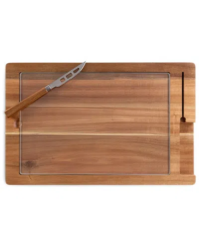 Toscana Ventana Tempered Glass & Acacia Cheese Board & Knife Set
