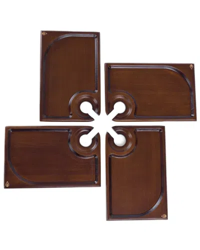 Toscana Rectangle Wine Appetizer Plates, Set Of 4 In Brown