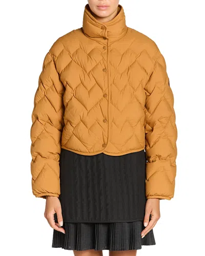Moncler Senevee Chevron-quilted Short Down Jacket In Yellow