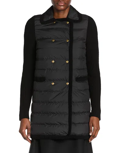 Moncler Double-breasted Wool And Cashmere-blend And Quilted Shell Down Cardigan. In Black