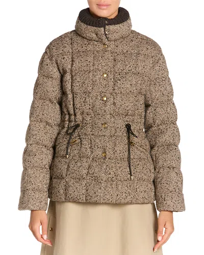 Moncler Antigony Quilted Wool-twill Down Jacket In Brown