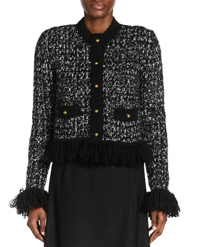 Moncler Fringe Button-front Cardigan In Black