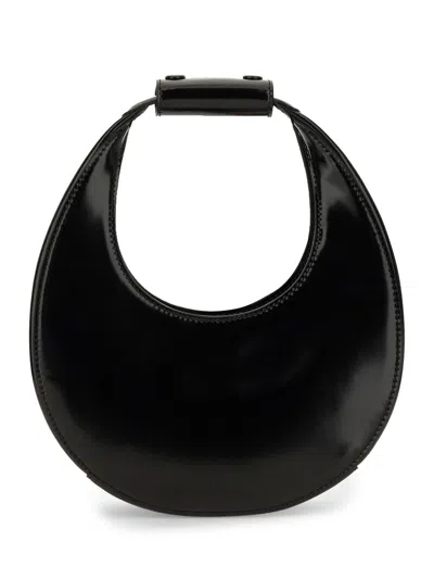 Staud Crescent Moon-shaped Mini Bag In Polished Black Leather