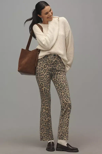 Good American Good Standard High-rise Leopard Kick-flare Jeans In Multi