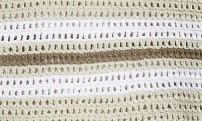 Vince Mesh Stripe Button Polo Top In Multi