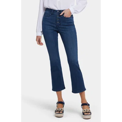 Nydj Billie Exposed Button High Waist Ankle Mini Bootcut Jeans In Blue