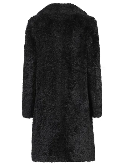 Herno Lapel Long-sleeved Coat In Black