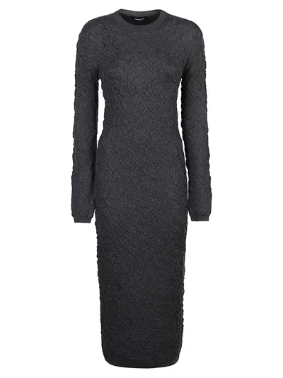 Fabiana Filippi Merino Wool Knit Dress With Embossed Effect In Gray
