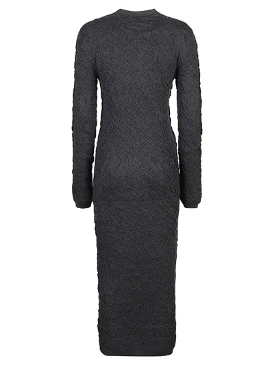 Fabiana Filippi Merino Wool Knit Dress With Embossed Effect In Gray