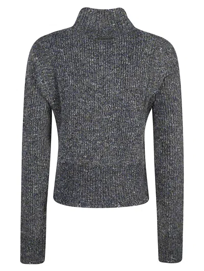 Pinko Knit Turtleneck With Cable Stitch In Gray