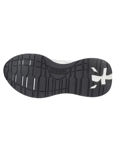 Premiata Light Beige Calf Leather Low-top Sneakers With Metallic Accents In Multi