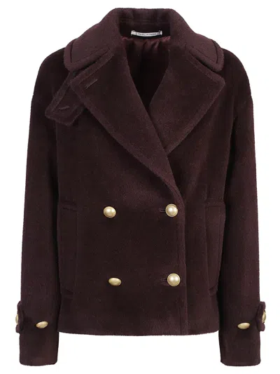 Tagliatore Sheila Alpaca And Wool Coat In Burgundy