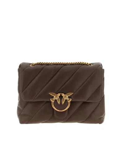 Pinko Big Love Bag Puff Maxi Quilt Crossbody Bag In Brown