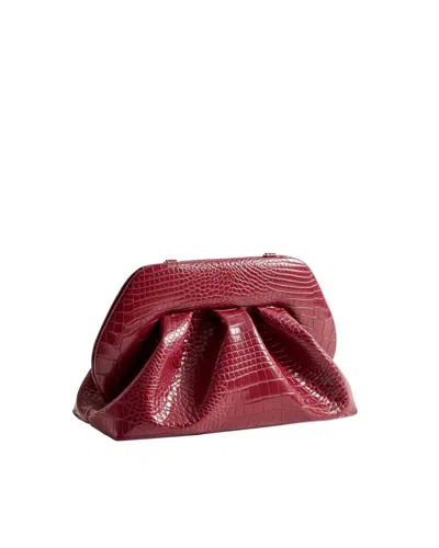 Themoirè Emera Clutch Plum Crocodile Effect In Red