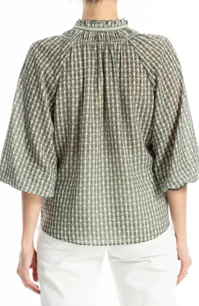 Max Studio Ruffle Collar Puff Shoulder Top In Multi