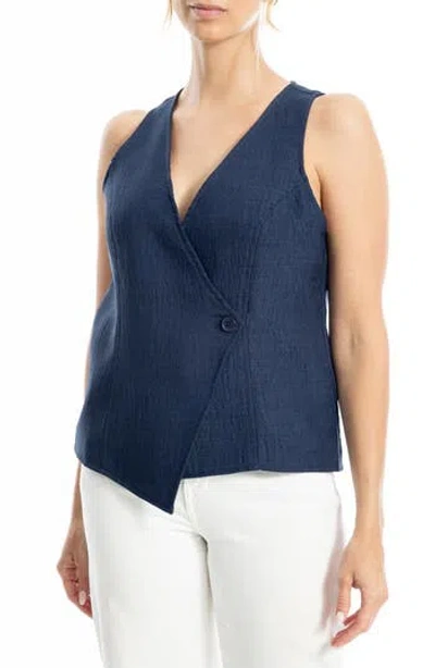 Max Studio Woven Vest In Blue