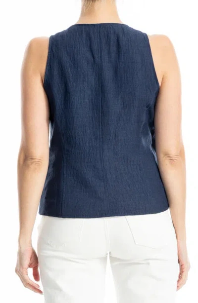 Max Studio Woven Vest In Blue