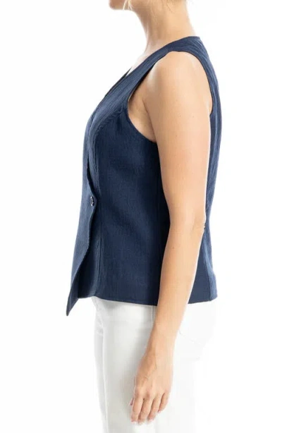 Max Studio Woven Vest In Blue