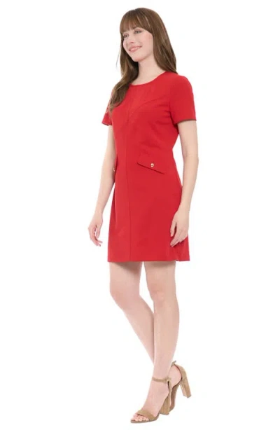 London Times Women's Short-sleeve Mini Dress In Red