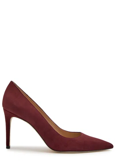 Stuart Weitzman Bordeaux Pumps With Pointed Toe And High Stiletto Heel In Suede Woman In White