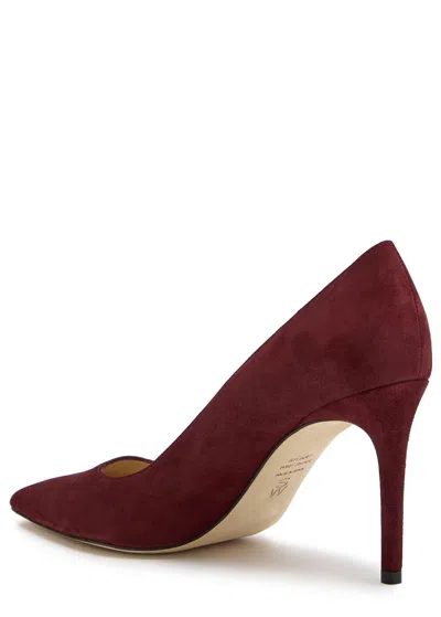 Stuart Weitzman Bordeaux Pumps With Pointed Toe And High Stiletto Heel In Suede Woman In White