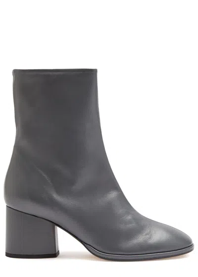 Aeyde 55mm Ayla Leather Block-heel Boots In Gray