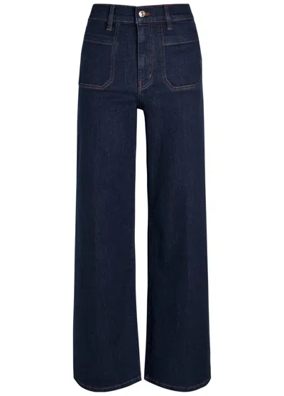 Frame Le Pixie Slim Palazzo Patch Pocket High Waist Wide Leg Jeans In Blue