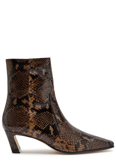 Stuart Weitzman Stassi 50 Snake-effect Leather Ankle Boots In Animal Print