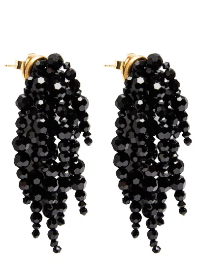 Simone Rocha Cascading Chandelier Beaded Drop Earrings In Black