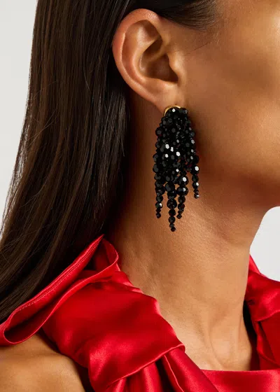 Simone Rocha Cascading Chandelier Beaded Drop Earrings In Black