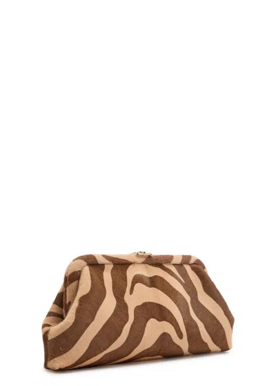 Jimmy Choo Zebra Pattern Calf Hair Rectangular Clutch In Brown