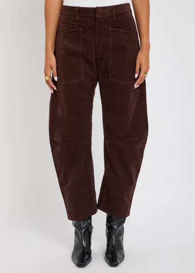 Nili Lotan Shon Cotton-blend Corduroy Tapered Pants In Burgundy