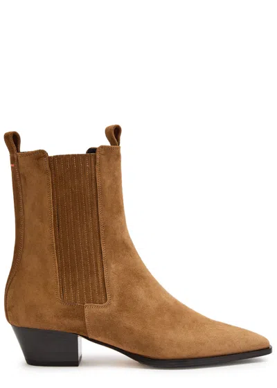 Aeyde Women Beige Ankle Boots With Elastic Side Panel In Suede Woman In Multi