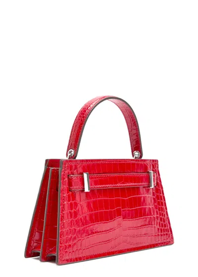Tory Burch Lee Radziwill Mini Crocodile-effect Leather Top Handle Bag In Red
