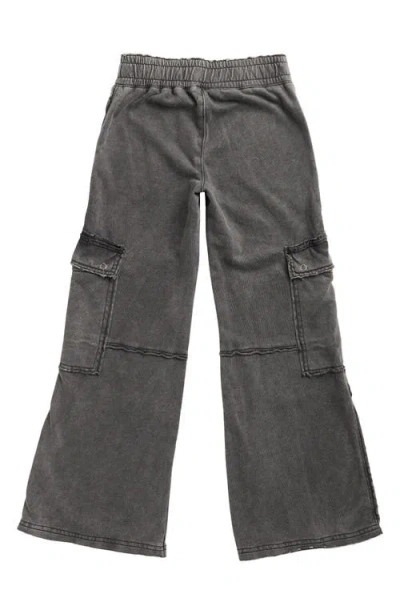Tractr Kids' French Terry Wide Leg Cargo Pants In Gray