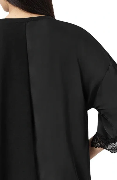 Allsaints Womens Black Lenny Round-neck Lace-embroidered Cotton T-shirt In Black