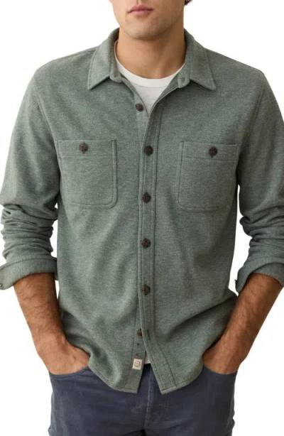 Marine Layer Pacifica Knit Flannel Button-up Overshirt In Green