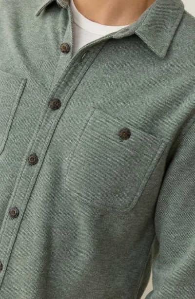 Marine Layer Pacifica Knit Flannel Button-up Overshirt In Green