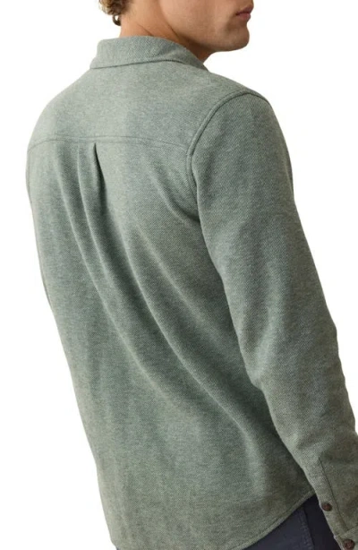 Marine Layer Pacifica Knit Flannel Button-up Overshirt In Green