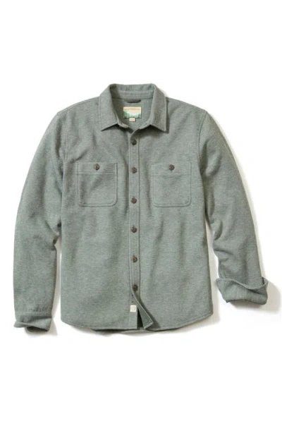 Marine Layer Pacifica Knit Flannel Button-up Overshirt In Green