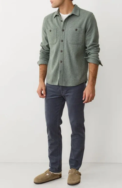 Marine Layer Pacifica Knit Flannel Button-up Overshirt In Green