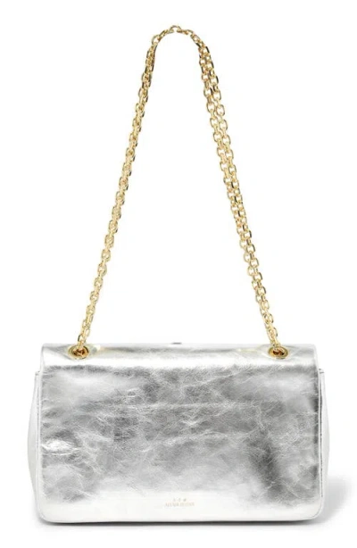 Alexis Bittar The Angular Metallic Leather Shoulder Bag In Silver